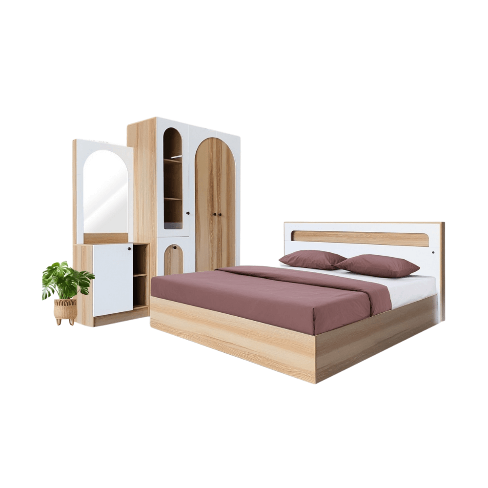 ชุดห้องนอน + ที่นอน PVC 6 ฟุต WISDOM DESIGN FURNITURE รุ่น ARISTA 5 สี แอช/ขาว_0